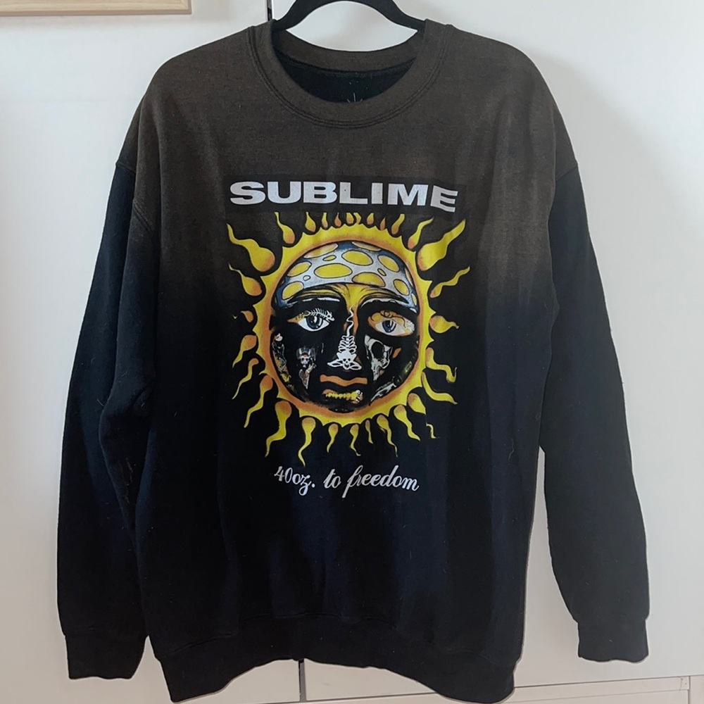 Urban outfitters oversized sublime crew neck band tee black acid wash